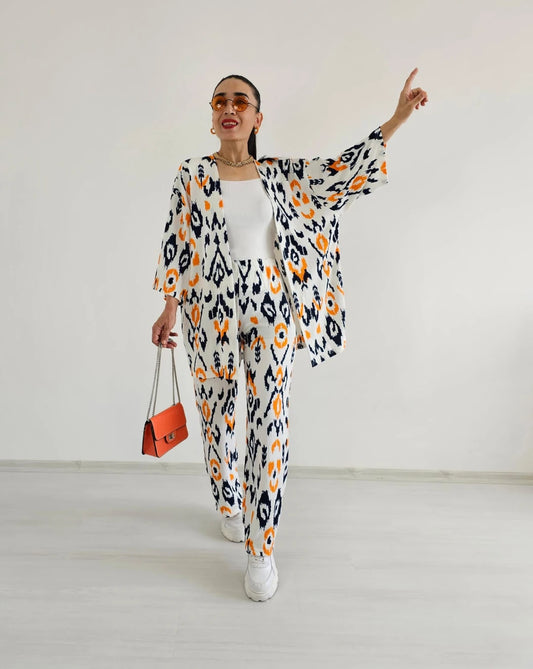 Zulaa Paint Patterned Kimono Set