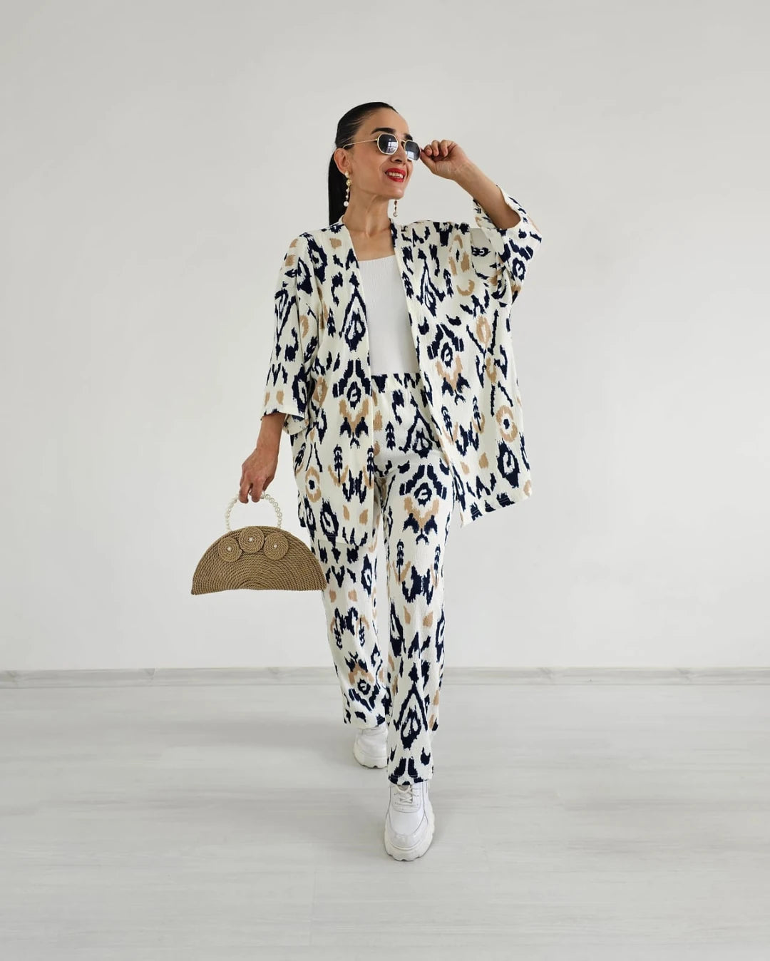 Zulaa Paint Patterned Kimono Set