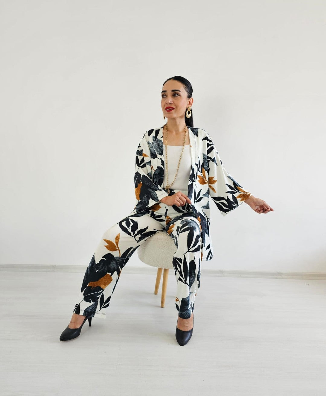 Zulaa Square Patterned Kimono Set