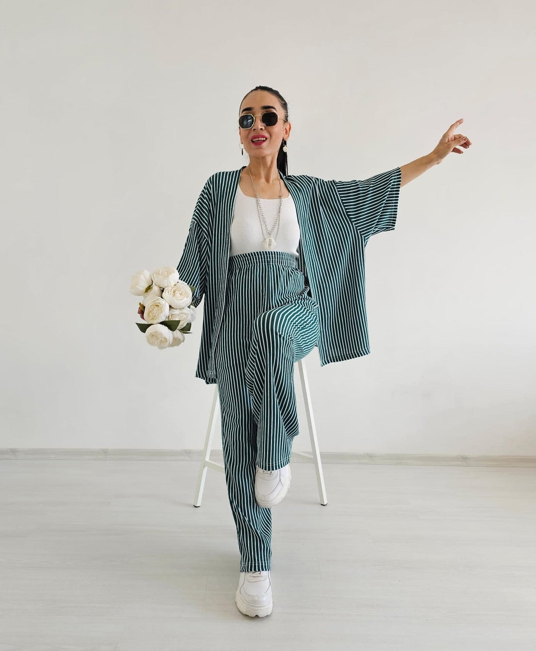 Zulaa Striped Kimono Set