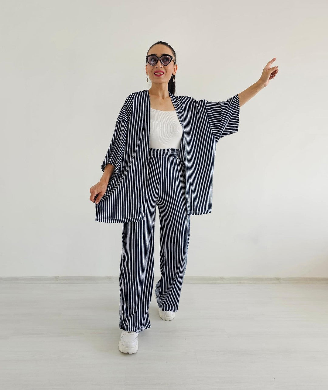 Zulaa Striped Kimono Set