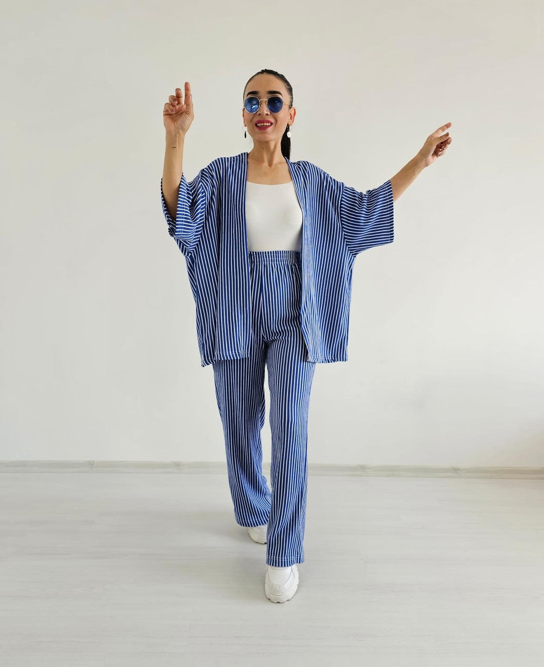 Zulaa Striped Kimono Set