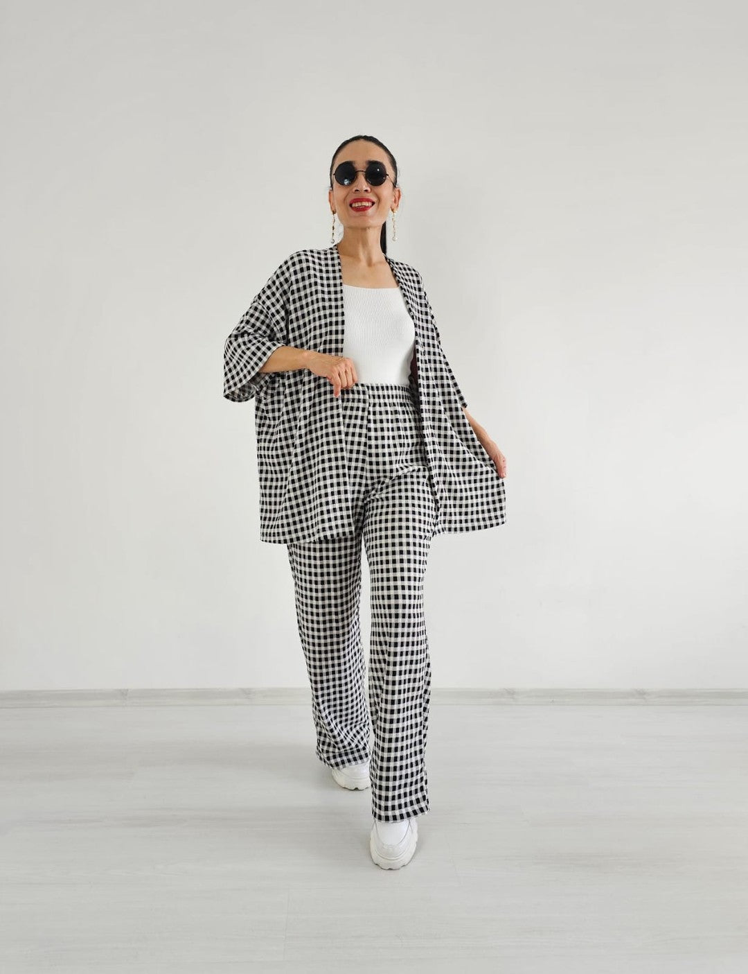 Zulaa Square Patterned Kimono Set