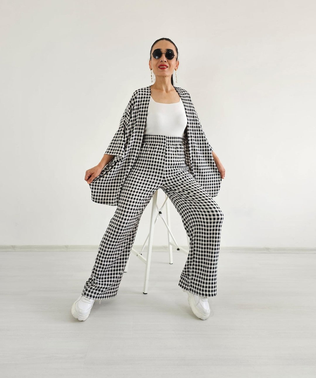 Zulaa Square Patterned Kimono Set