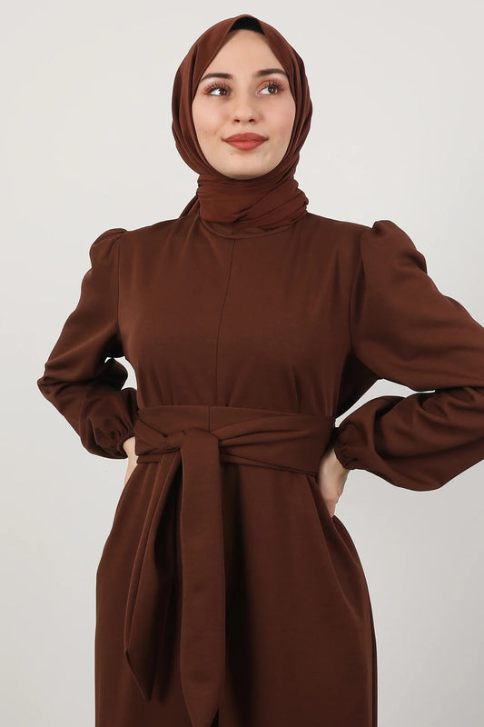 Pocket Hijab Overalls Brown