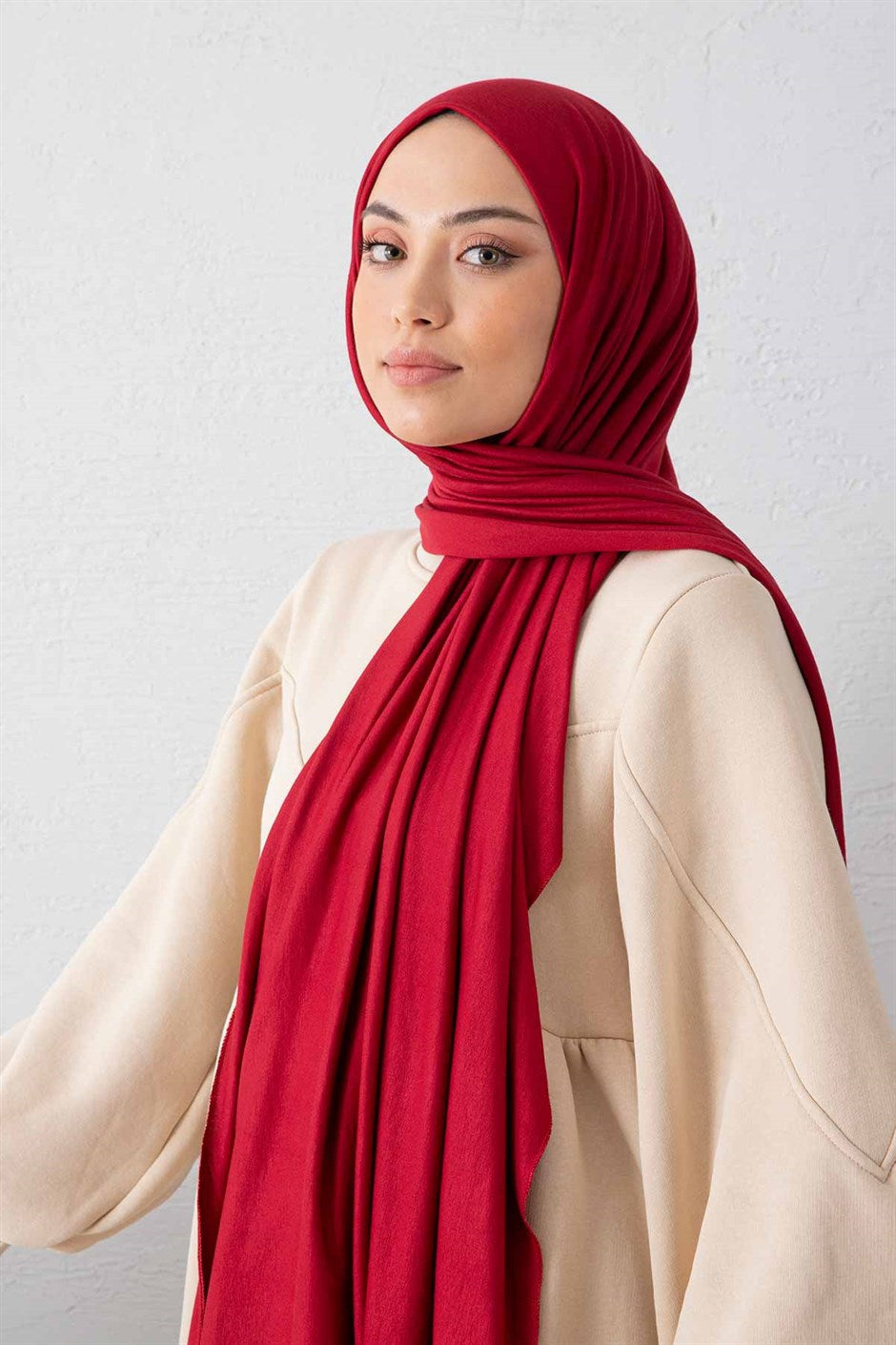 Combed Shawl Claret Red