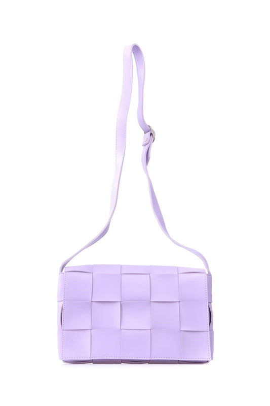 Purple Square Patterned Hand and Shoulder Bag