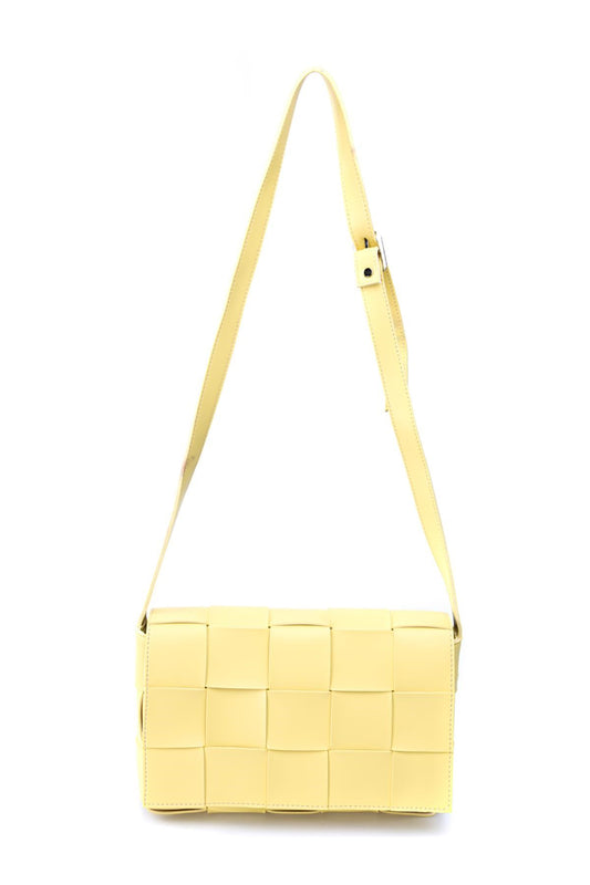 Yellow Square Patterned Hand and Shoulder Bag