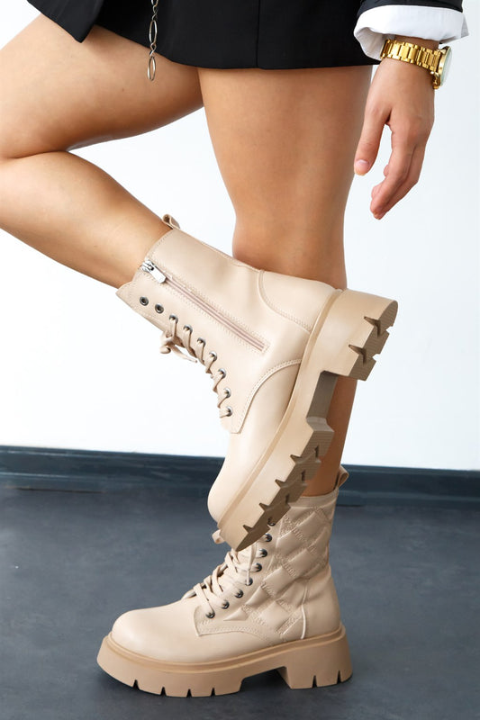 Nude Leather Boots